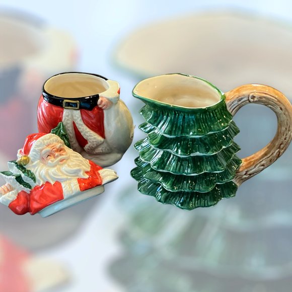 1989 TIMELESS TREASURES German Christmas Tree Creamer-Santa Figurine Suger Bowl - Picture 5 of 9